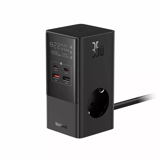 Baseus PowerCombo Network Charger, 35W, 5A, 2 x USB-A - 2 x USB-C - 3 x Schuko, Noir E00023606113-00