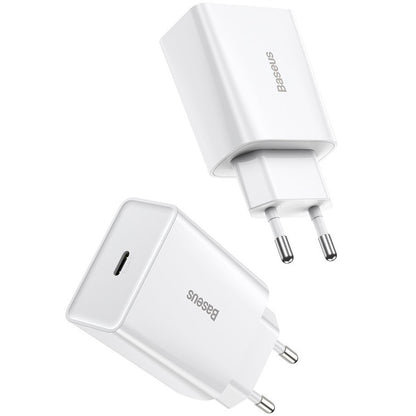 Chargeur réseau Baseus Speed Mini, 20W, 3A, 1 x USB-C, Blanc CCFS-SN02