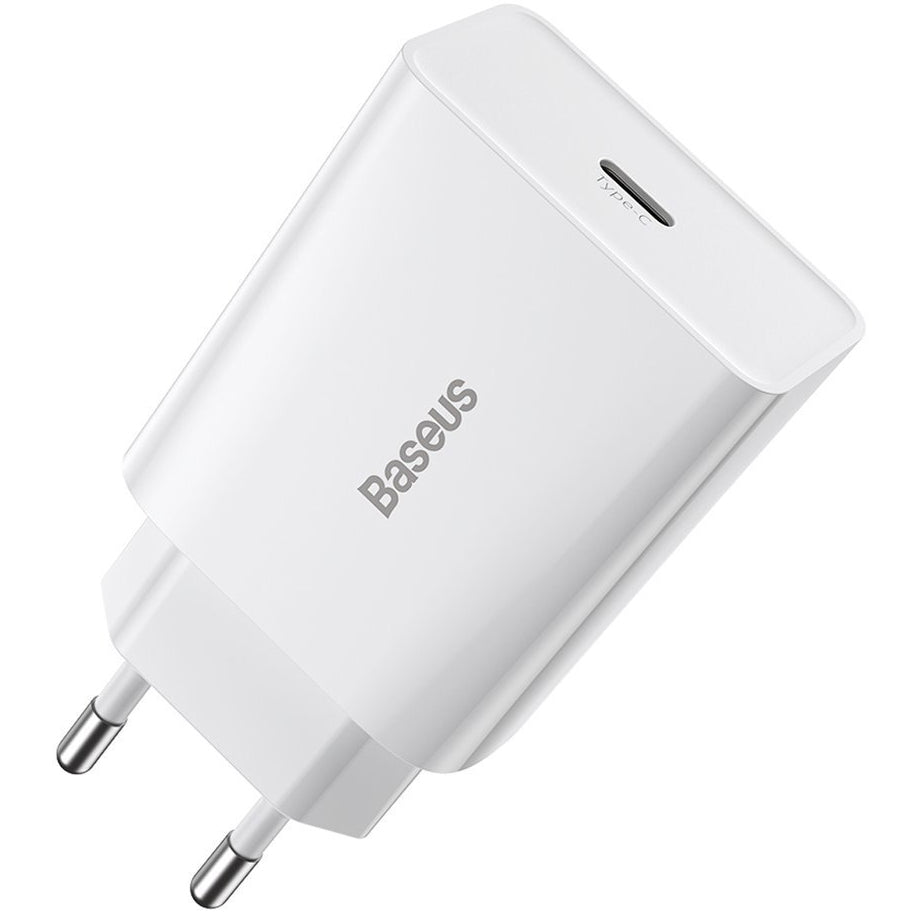 Chargeur réseau Baseus Speed Mini, 20W, 3A, 1 x USB-C, Blanc CCFS-SN02