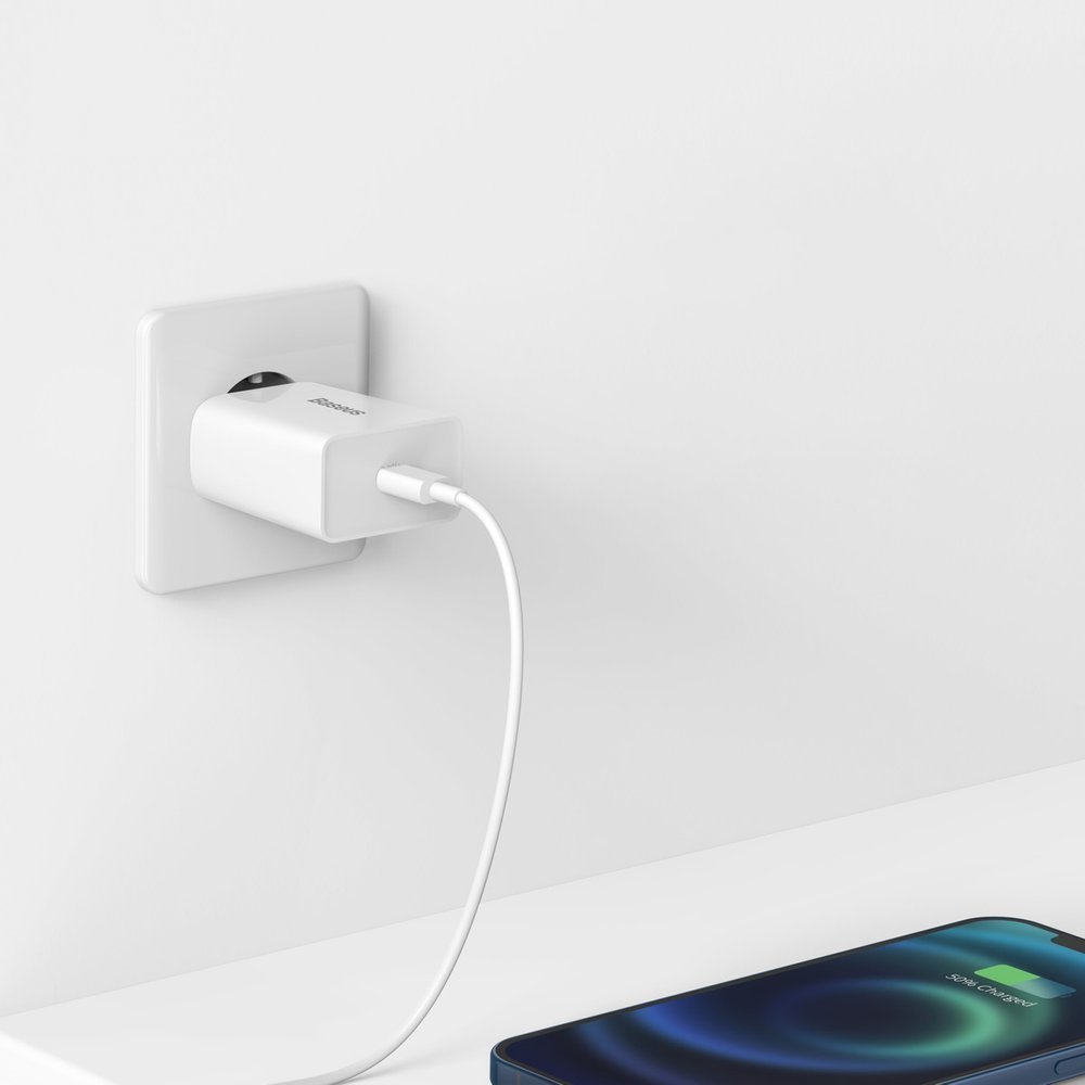 Chargeur réseau Baseus Speed Mini, 20W, 3A, 1 x USB-C, Blanc CCFS-SN02