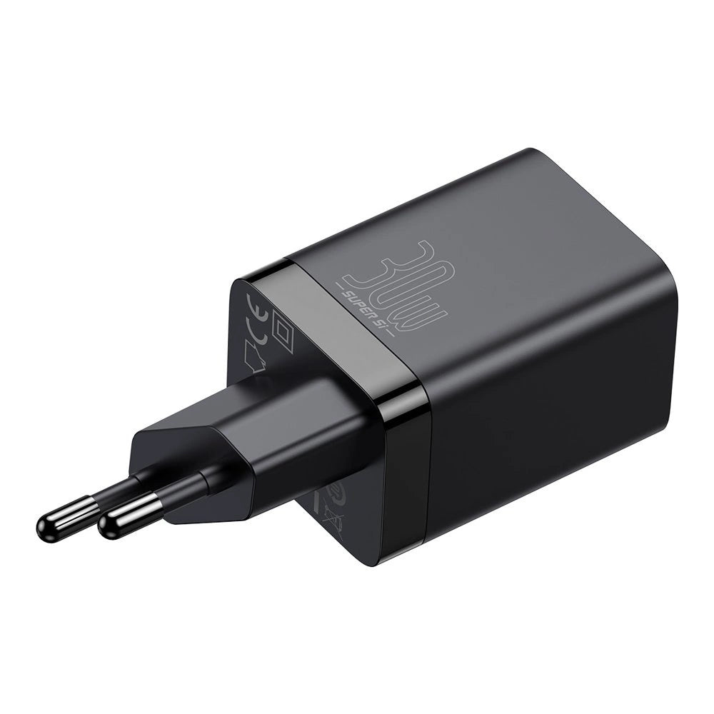 Chargeur réseau Baseus Super Si Pro, 30W, 3A, 1 x USB-A - 1 x USB-C, Noir CCSUPP-E01