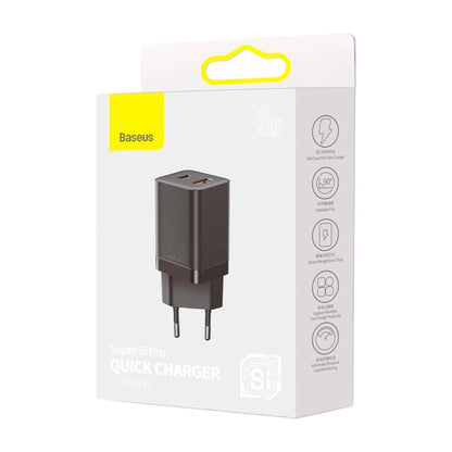 Chargeur réseau Baseus Super Si Pro, 30W, 3A, 1 x USB-A - 1 x USB-C, Noir CCSUPP-E01