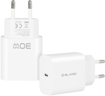 Chargeur secteur Blavec BC-14, 30 W, 3 A, 1 x USB-C, blanc