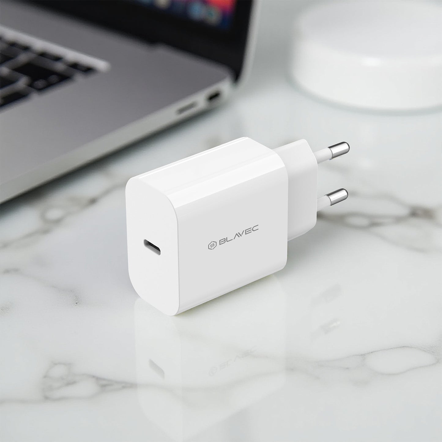 Chargeur Réseau Blavec BC-7, 45W, 3A, 1 x USB-C, Blanc