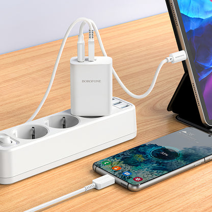 Chargeur réseau Borofone BN10, 65W, 5A, 1 x USB-A - 1 x USB-C, blanc 