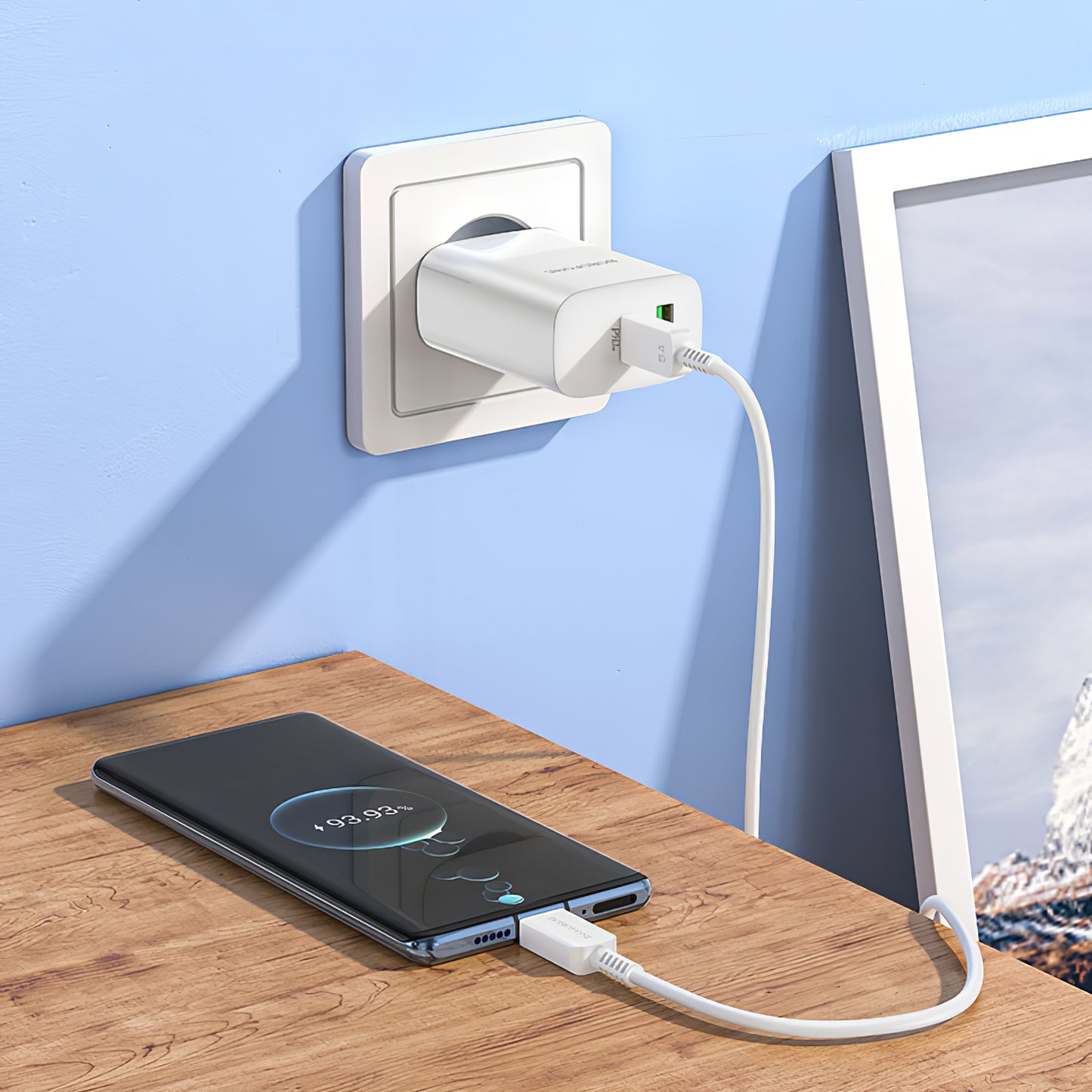 Chargeur réseau Borofone BN10, 65W, 5A, 1 x USB-A - 1 x USB-C, blanc 