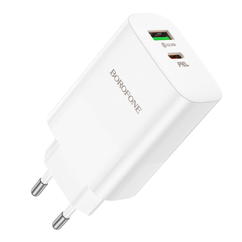 Chargeur réseau Borofone BN10, 65W, 5A, 1 x USB-A - 1 x USB-C, blanc 