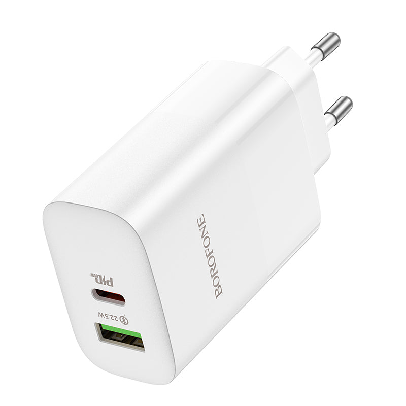 Chargeur réseau Borofone BN10, 65W, 5A, 1 x USB-A - 1 x USB-C, blanc 