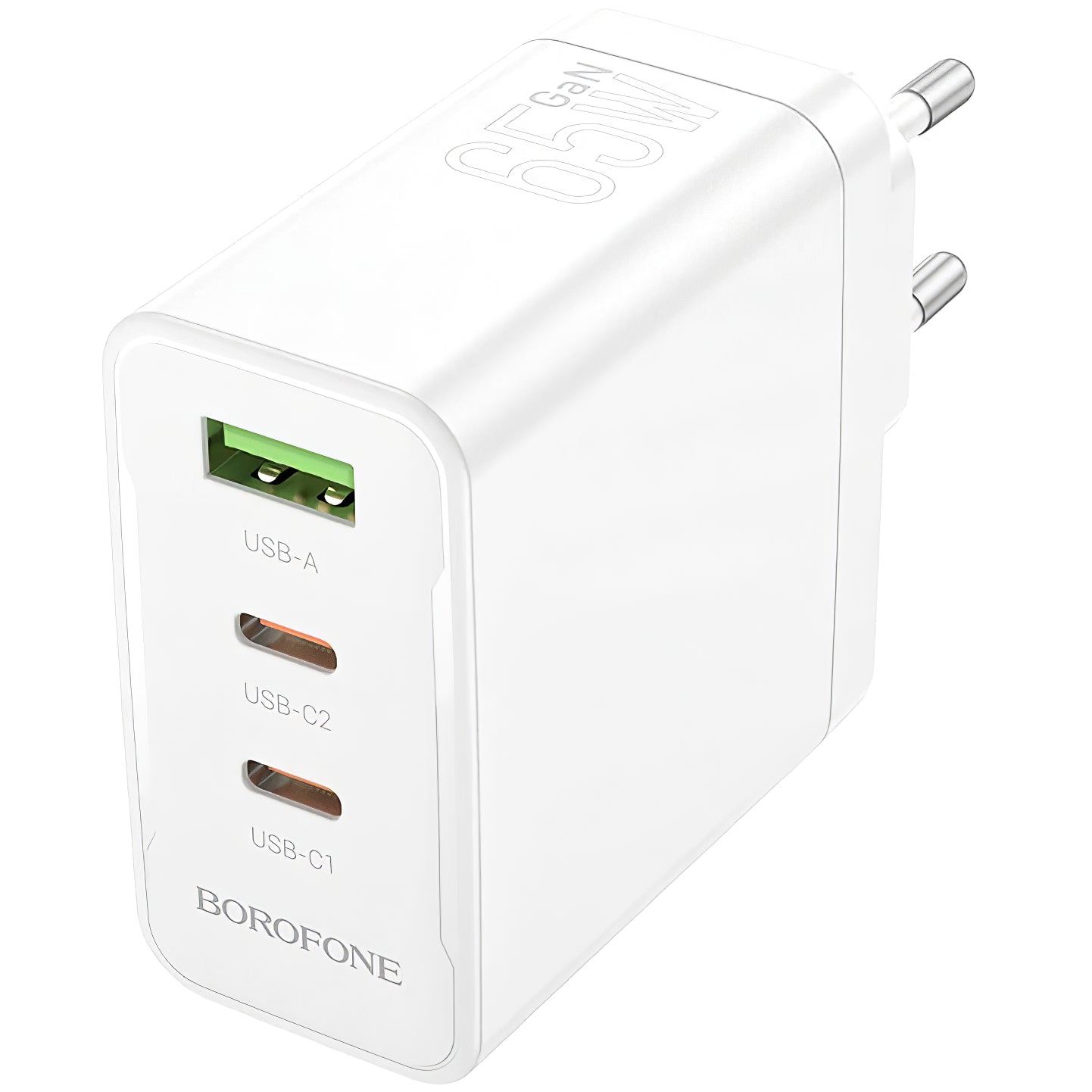 Chargeur réseau Borofone BN12, 65W, 5A, 1 x USB-A - 2 x USB-C, blanc