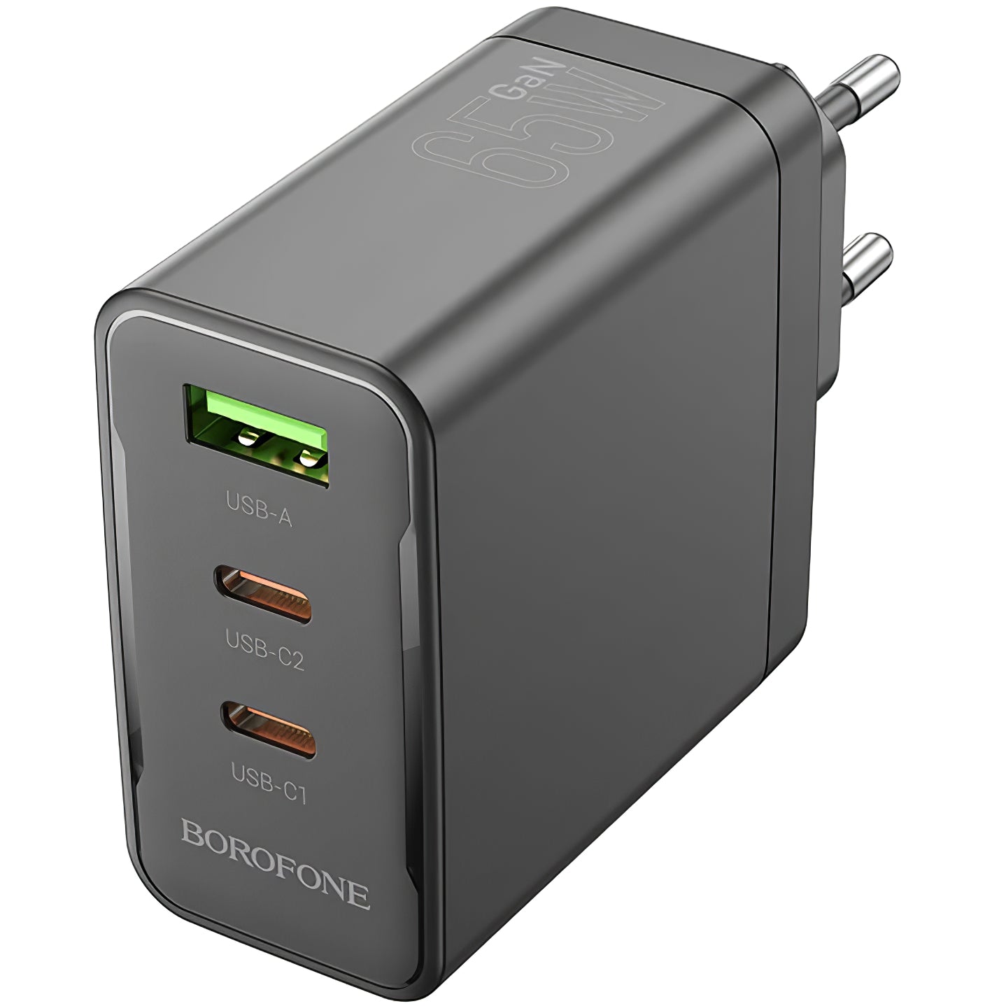 Chargeur réseau Borofone BN12, 65W, 5A, 1 x USB-A - 2 x USB-C, Noir