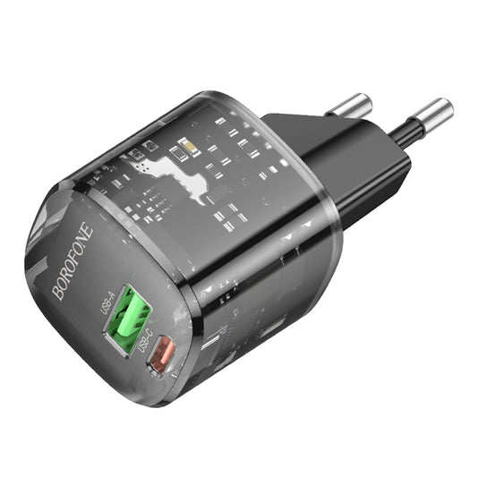 Chargeur Réseau Borofone BN17 Sunlight, 20W, 3A, 1 x USB-A - 1 x USB-C, Noir