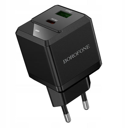 Chargeur Réseau Borofone BN19 Intenso, 20W, 3A, 1 x USB-A - 1 x USB-C, Noir