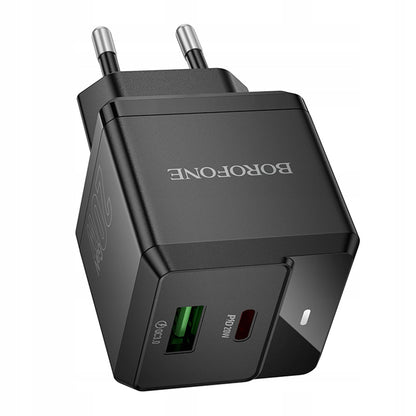 Chargeur Réseau Borofone BN19 Intenso, 20W, 3A, 1 x USB-A - 1 x USB-C, Noir