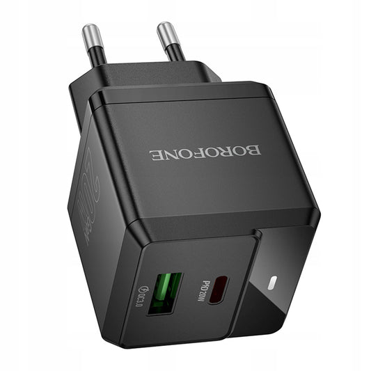 Chargeur Réseau Borofone BN19 Intenso, 20W, 3A, 1 x USB-A - 1 x USB-C, Noir