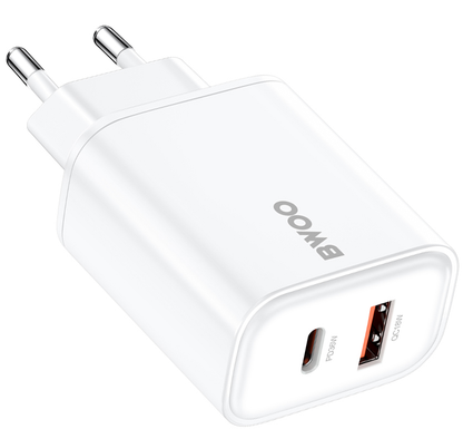 Chargeur Réseau BWOO CDA207, 36W, 3A, 1 x USB-A - 1 x USB-C, Blanc