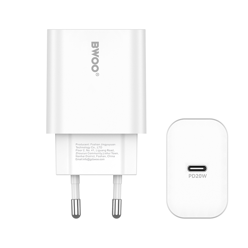 Chargeur Réseau BWOO CDA233, 20W, 3A, 1 x USB-C, Blanc