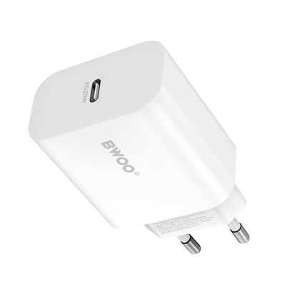 Chargeur Réseau BWOO CDA233, 20W, 3A, 1 x USB-C, Blanc