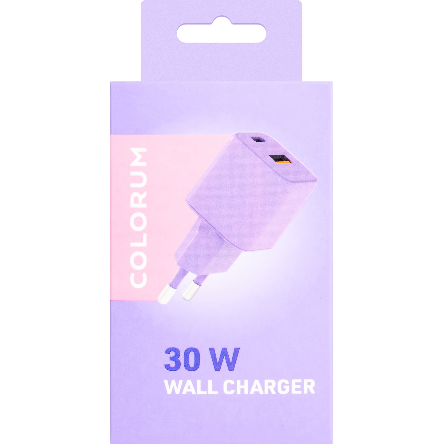 Chargeur réseau Colourum CLS30-AC-09, 30W, 3A, 1 x USB-A - 1 x USB-C, violet 