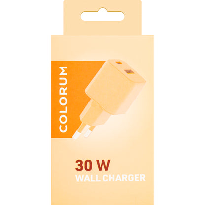 Chargeur réseau Colourum CLS30-AC-14, 30W, 3A, 1 x USB-A - 1 x USB-C, Orange 