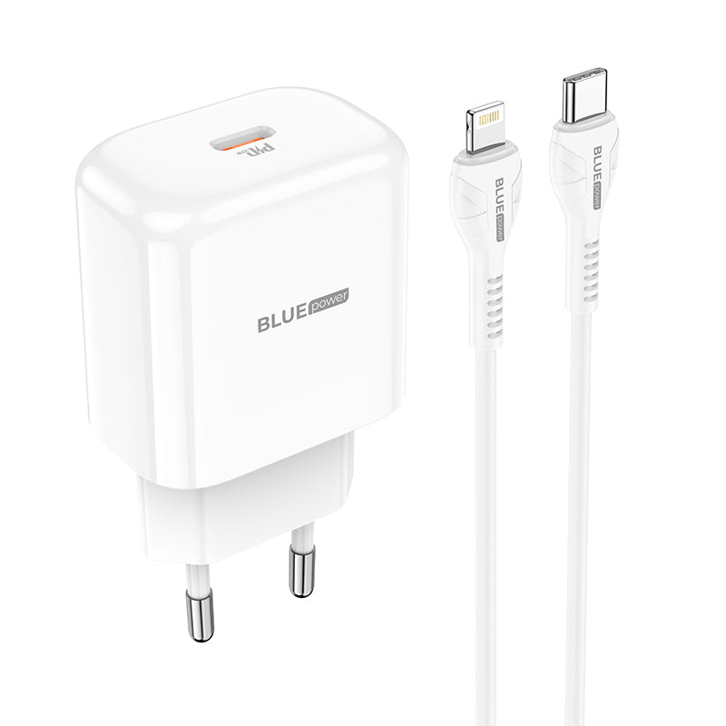 BLUE Power BBN3 Chargeur réseau avec câble Lightning, 20W, 3A, 1 x USB-C, blanc