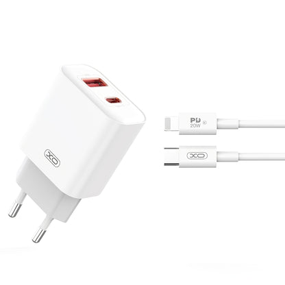 Chargeur réseau avec câble Lightning XO Design CE12, 20W, 3A, 1 x USB-A - 1 x USB-C, blanc 