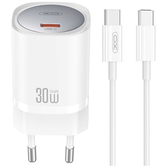 XO Design CE20, 30W, 3A, 1 x USB-C, 1 x USB-C, Blanc 