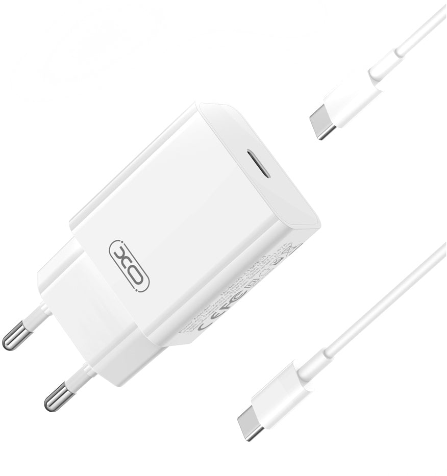 Chargeur réseau avec câble USB-C XO Design L126, 20W, 3A, 1 x USB-C, Blanc
