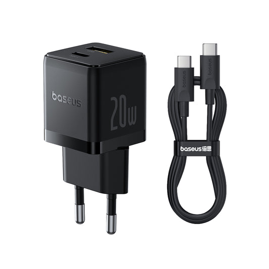 Chargeur Réseau avec Câble USB-C Baseus Palm, 20W, 3A, 1 x USB-A - 1 x USB-C, Noir P10111608113-01