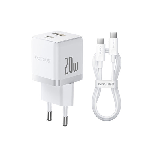 Chargeur Réseau avec Câble USB-C Baseus Palm, 20W, 3A, 1 x USB-A - 1 x USB-C, Blanc P10111608213-01
