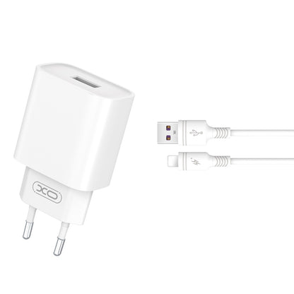 Chargeur réseau avec câble Lightning XO Design CE02D, 18W, 3A, 1 x USB-A, Blanc