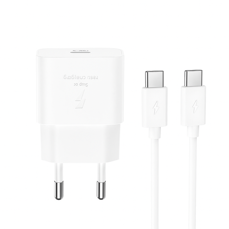 Chargeur réseau avec câble USB-C XO Design L167, 25W, 3A, 1 x USB-C, Blanc