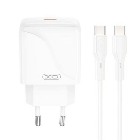 Chargeur réseau avec câble USB-C XO Design L141, 20W, 3A, 1 x USB-C, Blanc