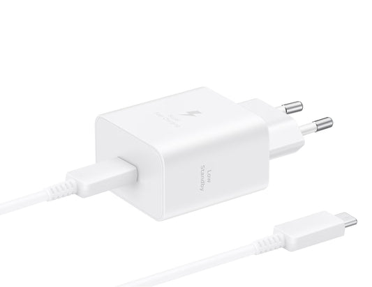 Chargeur réseau avec câble USB-C Samsung, 45W, 4.05A, 1 x USB-C, Blanc EP-T4511XWEGEU