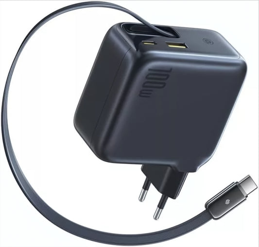 Chargeur Réseau avec Câble USB-C Baseus EnerCore CJ11, 100W, 1 x USB-A - 2 x USB-C, Noir E0120M00