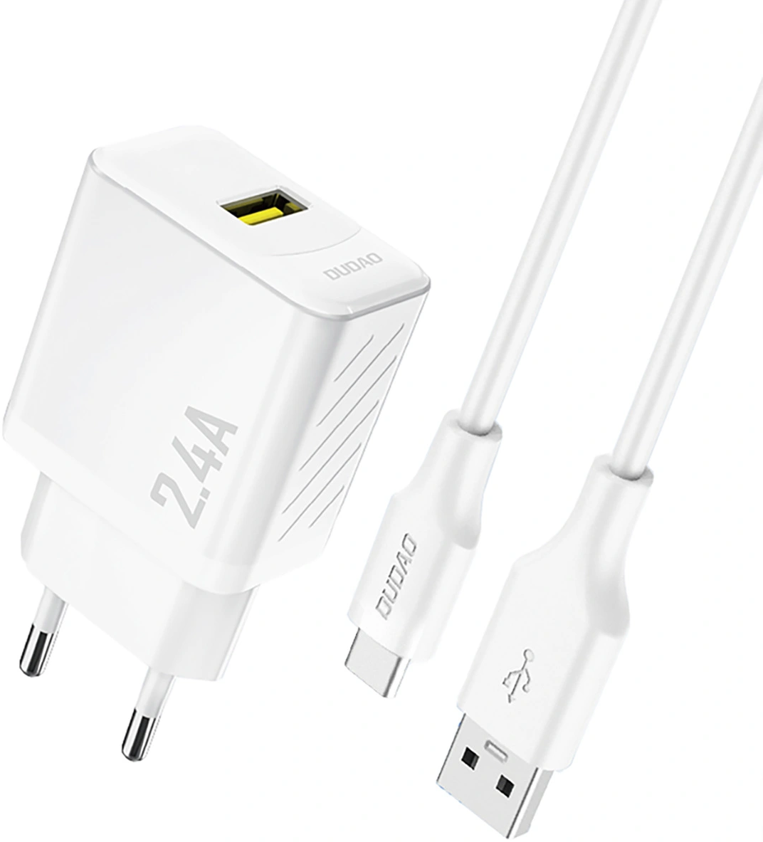 Chargeur secteur avec câble USB-C Dudao A23TEU, 12W, 2.4A, 1 x USB-A, Blanc