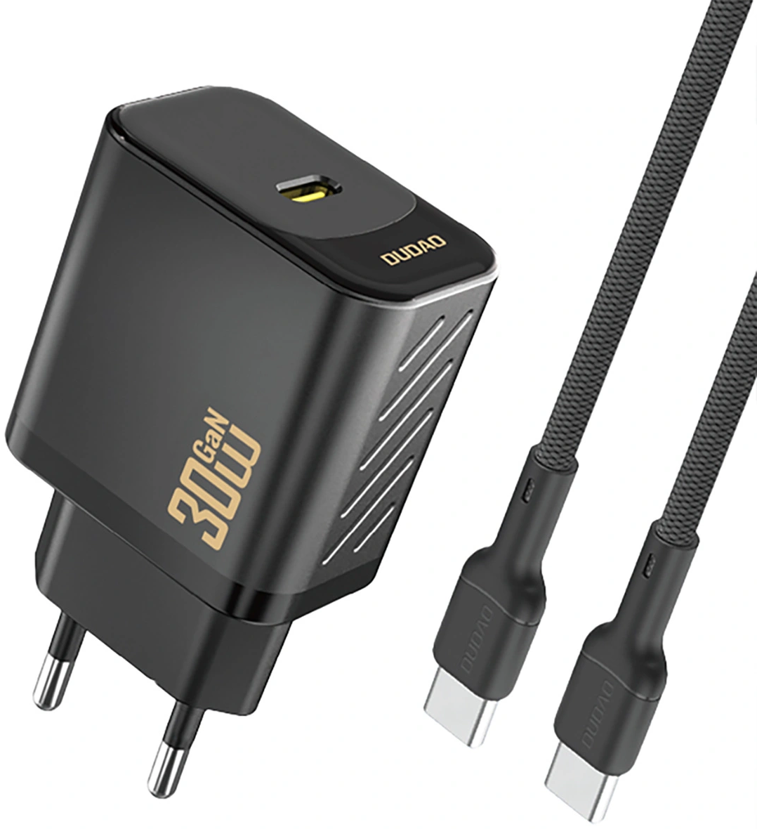 Chargeur secteur avec câble USB-C Dudao A27PCEU, 30W, 3A, 1 x USB-C, Noir