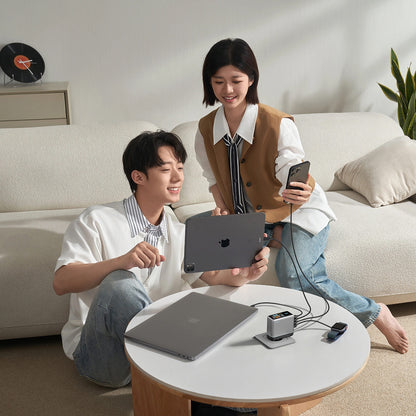 Chargeur secteur avec câble USB-C Cuktech AD1204U Display, 120W, 6A, 1 x USB-A - 2 x USB-C, Argenté