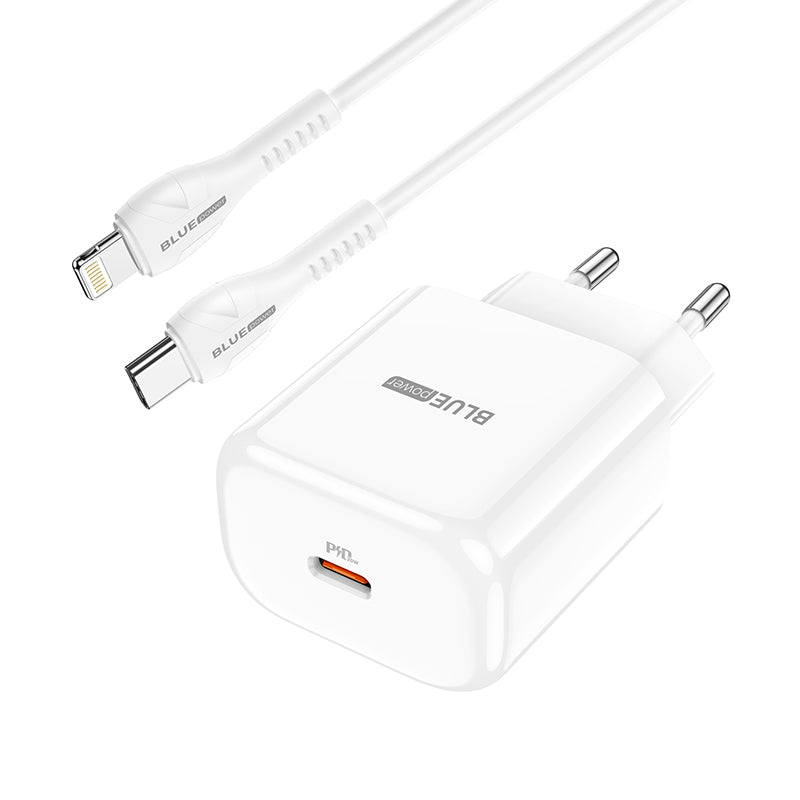 BLUE Power BBN3 Chargeur réseau avec câble Lightning, 20W, 3A, 1 x USB-C, blanc