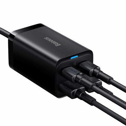 Baseus GaN3 Pro USB-C Network Charger with Cable, 65W, 3A, 2 x USB-A - 2 x USB-C, Black CCGP04010101