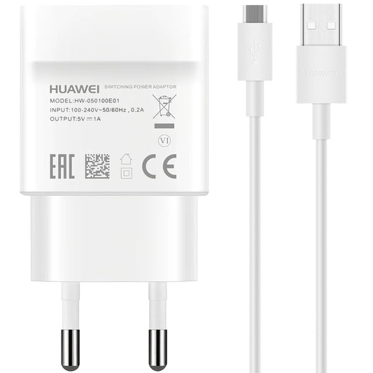 Incarcator Retea Cu Cablu microUSB Huawei HW-050100E01, 5W, 1A, 1 x USB-A, Alb