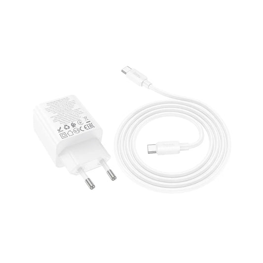 Chargeur réseau avec câble USB-C HOCO N56, 30W, 3A, 2 x USB-A - 2 x USB-C, Blanc