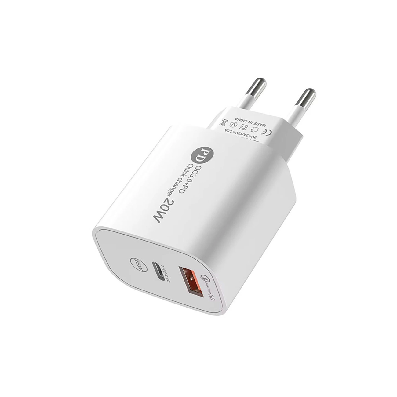 Chargeur réseau avec câble USB-C A6MaxL, 20W, 3A, 1 x USB-A - 1 x USB-C, Blanc