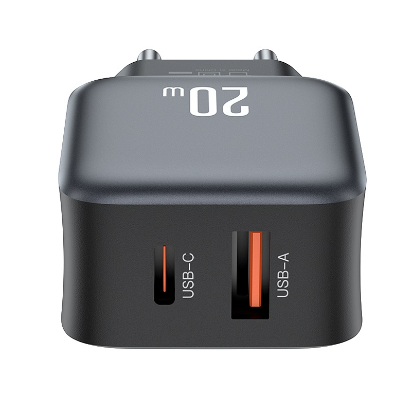 Chargeur Réseau avec Câble Lightning XO Design L154, 20W, 3A, 1 x USB-A - 1 x USB-C, Noir