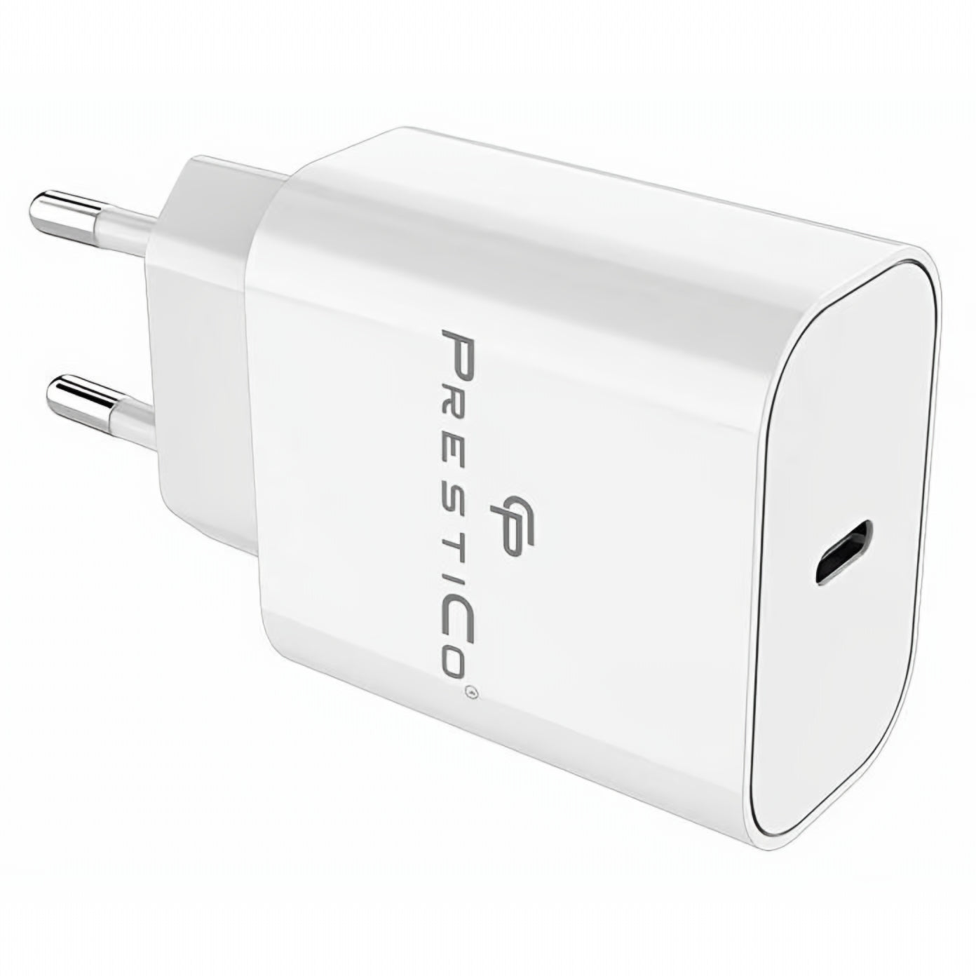 Chargeur réseau avec câble USB-C Prestico F15S-C, 30W, 3A, 1 x USB-C, Blanc