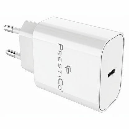 Chargeur réseau avec câble USB-C Prestico F15S-C, 30W, 3A, 1 x USB-C, Blanc