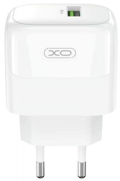 Chargeur réseau avec câble microUSB XO Design L135, 18W, 3A, 1 x USB-A, Blanc