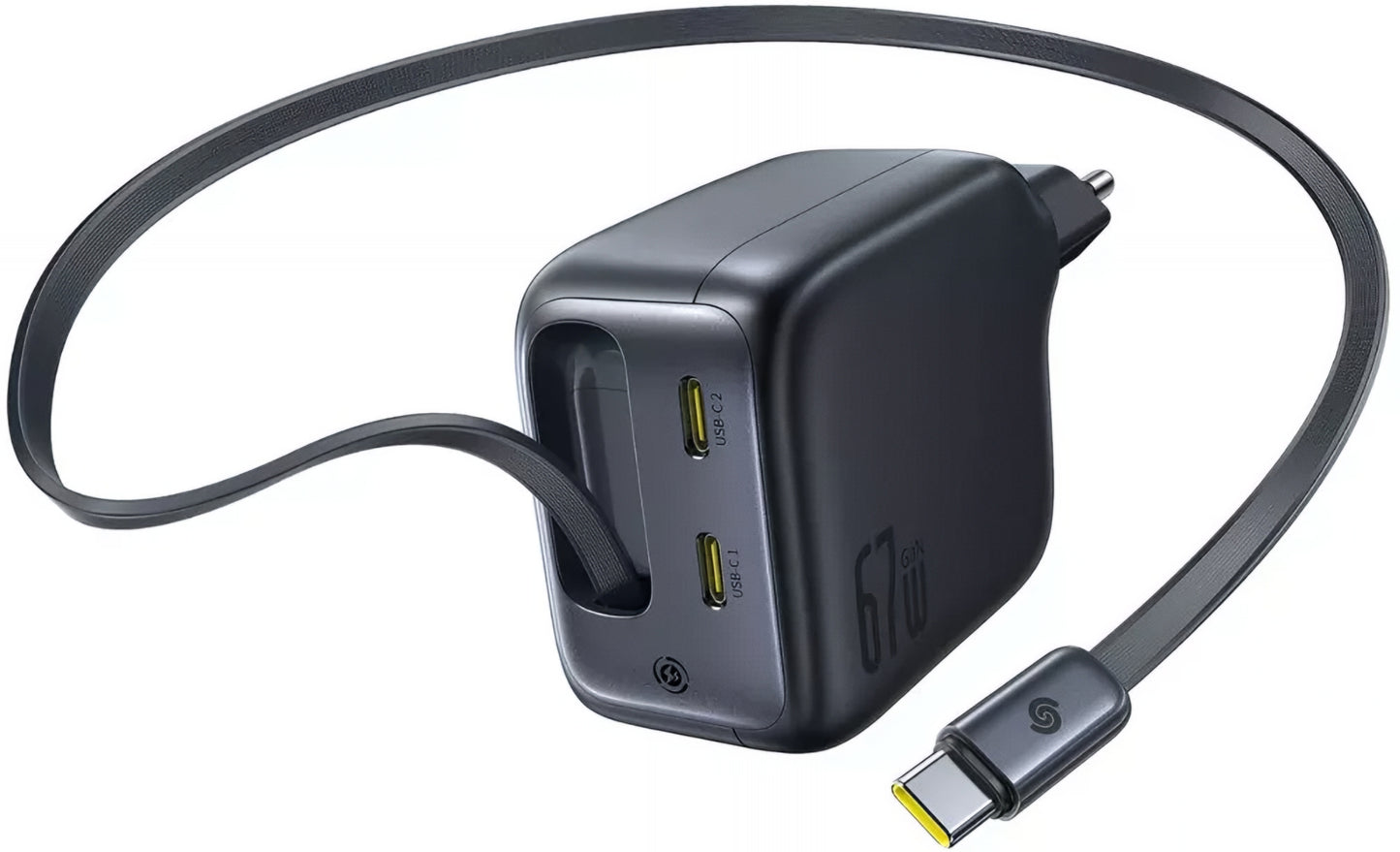 Chargeur réseau avec câble USB-C Baseus EnerCore CJ11, 67W, 3.35A, 2 x USB-C, Noir E0121E00