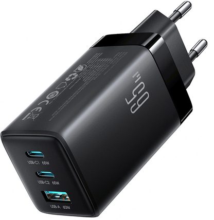 Chargeur secteur avec câble USB-C Joyroom JR-TG10, 65W, 3,25A, 1 x USB-A - 2 x USB-C, Noir