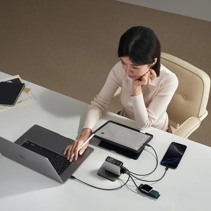 Chargeur secteur avec câble USB-C Cuktech AD1204U Display, 120W, 6A, 1 x USB-A - 2 x USB-C, Argenté