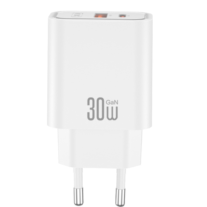 Chargeur secteur avec câble USB-C XO Design CE42, 30W, 3A, 1 x USB-A - 1 x USB-C, Blanc